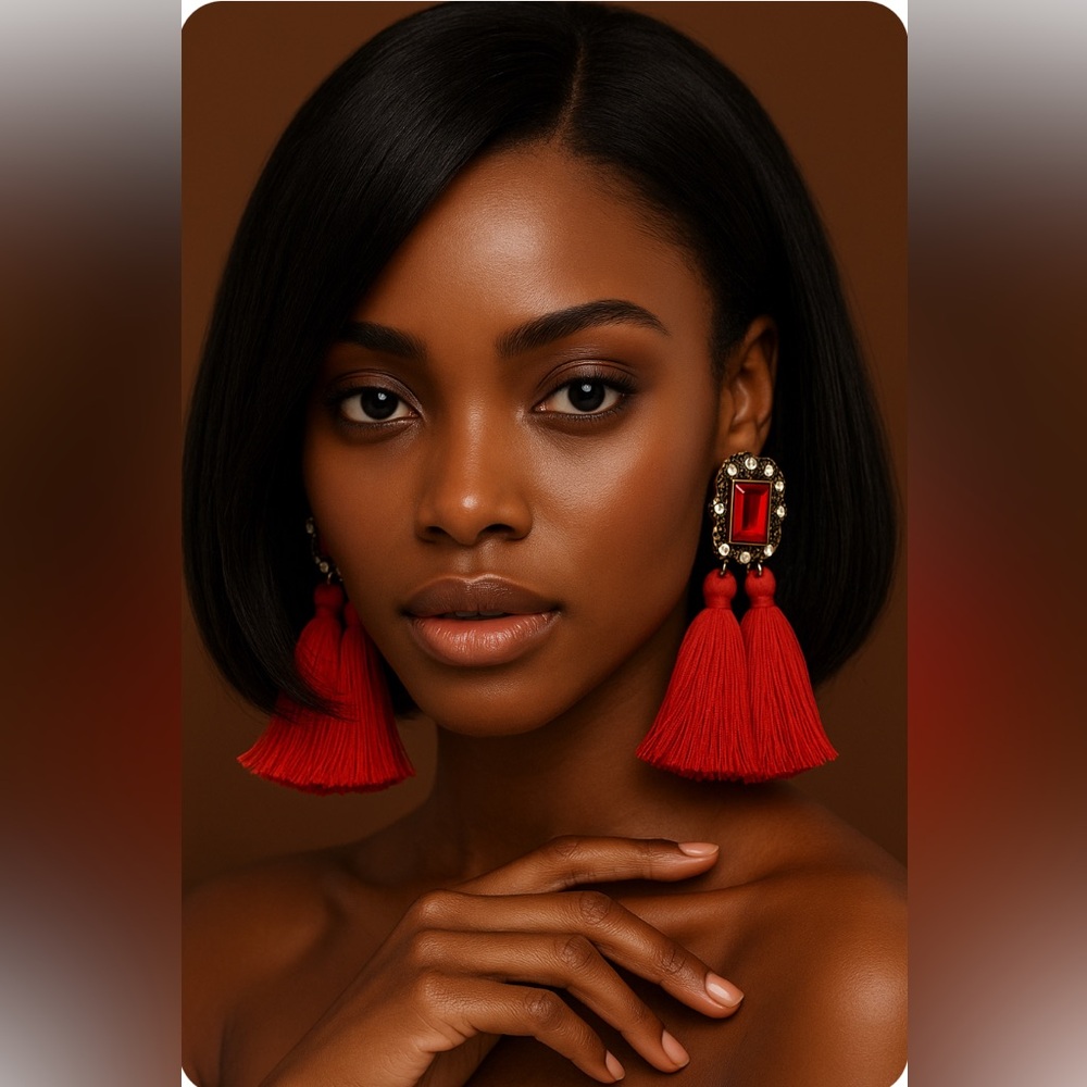 Elegant Red Tassel Earrings